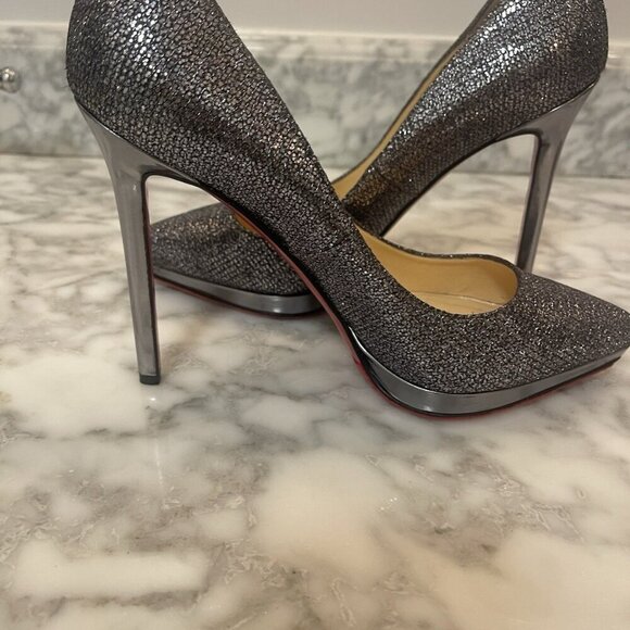 Christian Louboutin FILO 120 Lady Glitter Specchio Heels Silver/Gray Size 39 - Picture 3 of 16